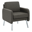 Pemberly Row Lounge Chair in Smoke Faux Leather with Chrome Legs