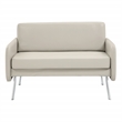 Pemberly Row Lounge Loveseat in Cream Faux Leather with Chrome Legs