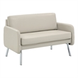 Pemberly Row Lounge Loveseat in Cream Faux Leather with Chrome Legs