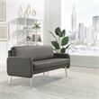 Pemberly Row Lounge Sofa in Smoke Faux Leather with Chrome Legs