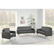 Pemberly Row Lounge Sofa in Smoke Faux Leather with Chrome Legs