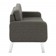 Pemberly Row Lounge Sofa in Smoke Faux Leather with Chrome Legs