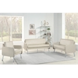 Pemberly Row Lounge Sofa in Cream Faux Leather with Chrome Legs