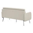Pemberly Row Lounge Sofa in Cream Faux Leather with Chrome Legs