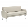 Pemberly Row Lounge Sofa in Cream Faux Leather with Chrome Legs