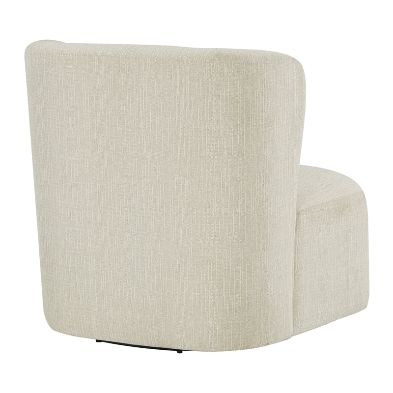Pemberly Row Swivel Accent Chair in Linen White Fabric