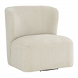 Pemberly Row Swivel Accent Chair in Linen White Fabric