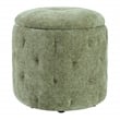 Pemberly Row Round Storage Ottoman with Tufted Design in Spring Green