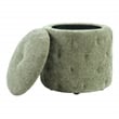 Pemberly Row Round Storage Ottoman with Tufted Design in Spring Green