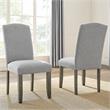 Pemberly Row Emily Upholstered Gray Fabric Side Chair with Wood Legs