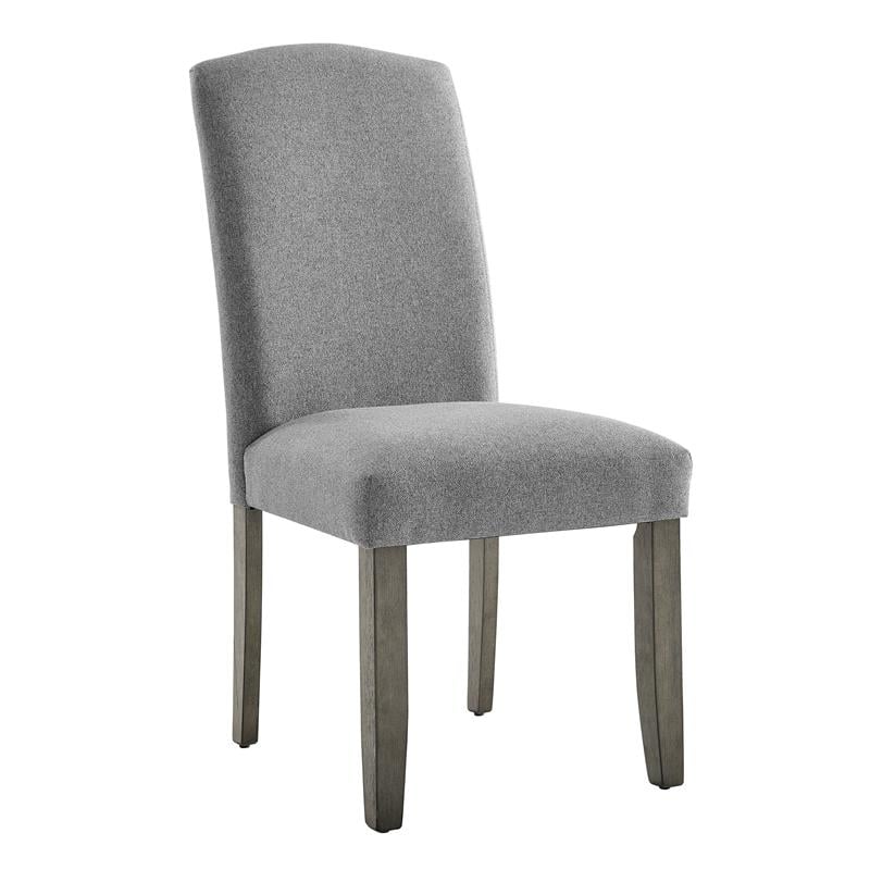 Pemberly Row Emily Upholstered Gray Fabric Side Chair with Wood Legs