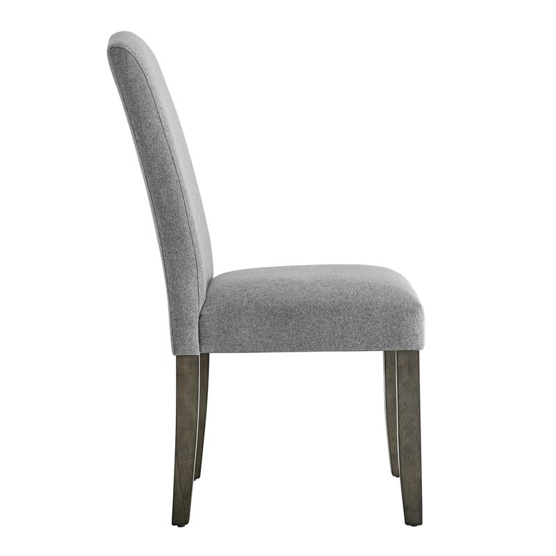 Pemberly Row Emily Upholstered Gray Fabric Side Chair with Wood Legs