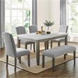 Pemberly Row Emily Upholstered Gray Fabric Side Chair with Wood Legs