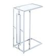 Pemberly Row Chrome C Table with Clear Tempered Glass Top