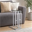 Pemberly Row Chrome C Table with Clear Tempered Glass Top