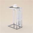 Pemberly Row Chrome C Table with Clear Tempered Glass Top