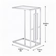 Pemberly Row Chrome C Table with Clear Tempered Glass Top