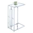 Pemberly Row Chrome C Table with Clear Tempered Glass Top