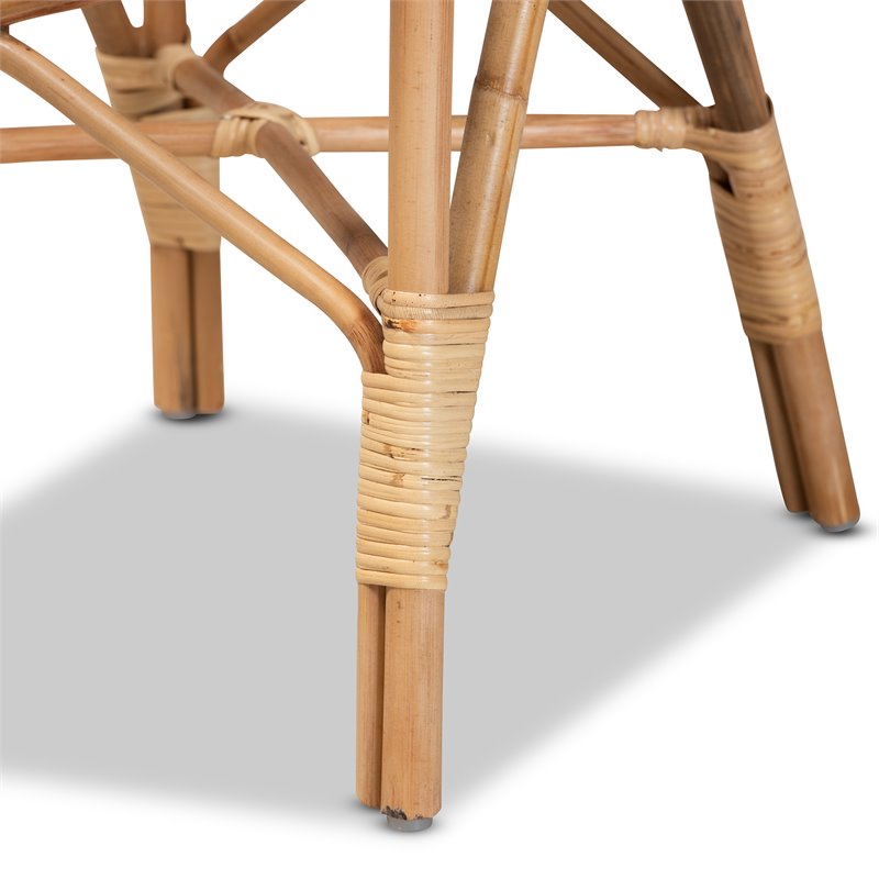 Pemberly Row Natural Rattan Armchair with Curved Arms and Angled Legs