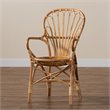 Pemberly Row Natural Rattan Armchair with Curved Arms and Angled Legs