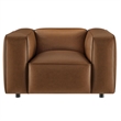 Pemberly Row Vegan Leather Upholstered Armchair in Coffee Finish
