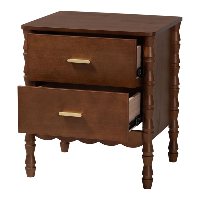 Pemberly Row 2-Drawer Nightstand with Beaded Hourglass Motif in Wood
