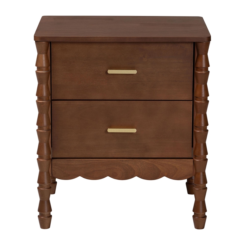 Pemberly Row 2-Drawer Nightstand with Beaded Hourglass Motif in Wood