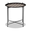 Pemberly Row Black Metal Plant Stand with Floral Pattern Top