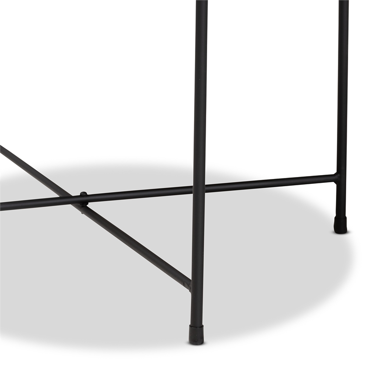 Pemberly Row Black Metal Plant Stand with Floral Pattern Top