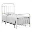 Pemberly Row Twin Metal Spindle Panel Bed in Soft White Finish
