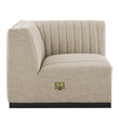 Pemberly Row Modern Channel Tufted Fabric Right Corner Chair in Beige