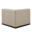 Pemberly Row Modern Channel Tufted Fabric Right Corner Chair in Beige