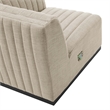 Pemberly Row Modern Channel Tufted Fabric Right Corner Chair in Beige