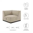 Pemberly Row Modern Channel Tufted Fabric Right Corner Chair in Beige