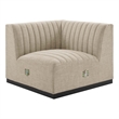 Pemberly Row Modern Channel Tufted Fabric Right Corner Chair in Beige