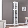 Pemberly Row Tall Wood Curio Cabinet with Glass Door in White