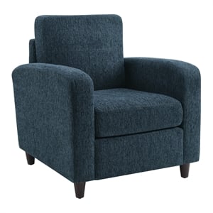 Pemberly Row Club Chair in Indigo Fabric with Espresso Legs and Foam Cushions