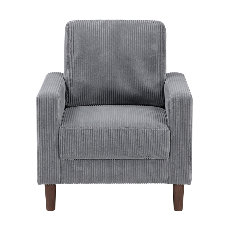 Pemberly Row Corduroy Fabric Track Arm Sofa in Gray