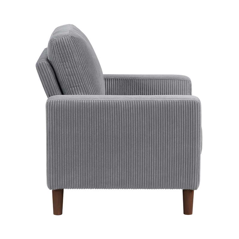 Pemberly Row Corduroy Fabric Track Arm Sofa in Gray