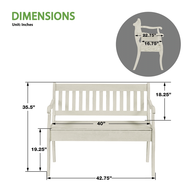 Pemberly Row Entryway Storage Bench with Solid Wood in White Finish