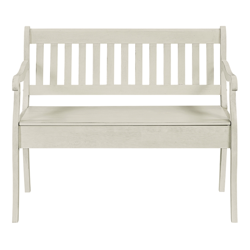 Pemberly Row Entryway Storage Bench with Solid Wood in White Finish