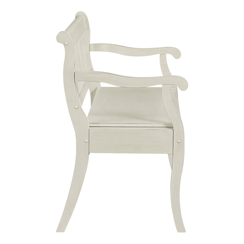 Pemberly Row Entryway Storage Bench with Solid Wood in White Finish