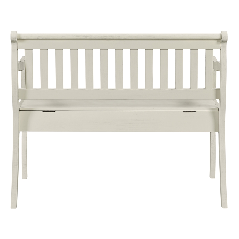 Pemberly Row Entryway Storage Bench with Solid Wood in White Finish