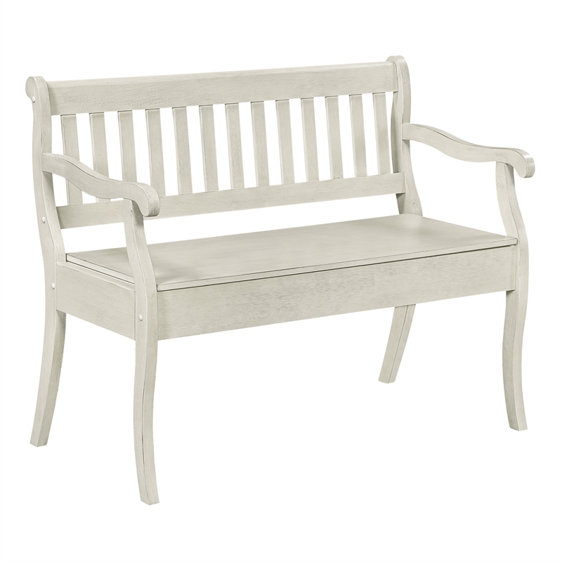 Pemberly Row Entryway Storage Bench with Solid Wood in White Finish