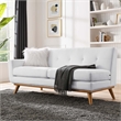 Pemberly Row Left-Arm Upholstered Fabric Loveseat with Wood Frame in White