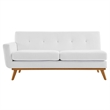 Pemberly Row Left-Arm Upholstered Fabric Loveseat with Wood Frame in White