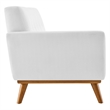Pemberly Row Left-Arm Upholstered Fabric Loveseat with Wood Frame in White