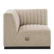 Pemberly Row Modern Channel Tufted Left Corner Chair in Beige Textile
