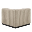 Pemberly Row Modern Channel Tufted Left Corner Chair in Beige Textile