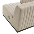 Pemberly Row Modern Channel Tufted Left Corner Chair in Beige Textile